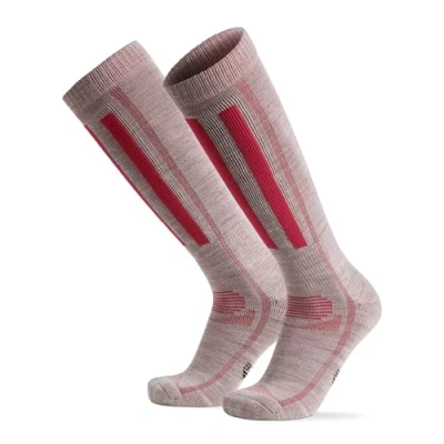 Imagen de DANISH ENDURANCE Calcetines de Esquí Térmicos Lana Merino, Altos para Hombre y Mujer, Gris Claro/Rosa, 39 42