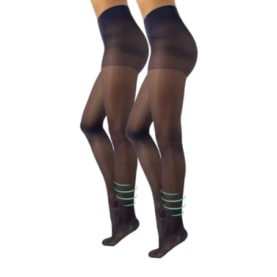 Imagen de CALZITALY Medias de Descanso, Panty Compresión Fuerte Factor 10 mm/Hg 70 DEN Negro, Natural, Azúl S, M, L, XL Calcetería Italiana (3XL, 2 X Azul Marino)