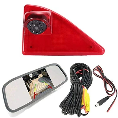 Imagen de Auto Transporter Nocturna IR Luz Freno Cámara de Marcha Atrás Visión Trasera Coche Puede Ajustar el ángulo para Opel/Vauxhall Movano/Renault Master/NV400 (cámara + 4.3 &#039;&#039; Espejo Retrovisor)