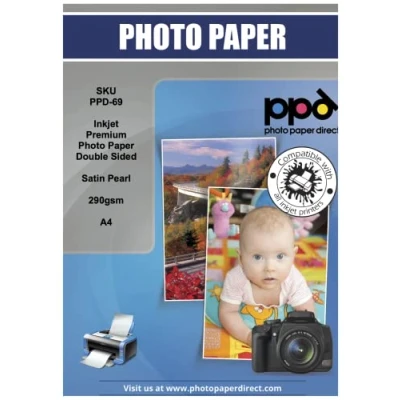 Imagen de PPD 50 x A4 Inkjet 290 g/m2 Papel fotográfico profesional estucado por ambas caras con un acabado satinado e imprimible caras, para todas las impresoras de inyección tinta 69