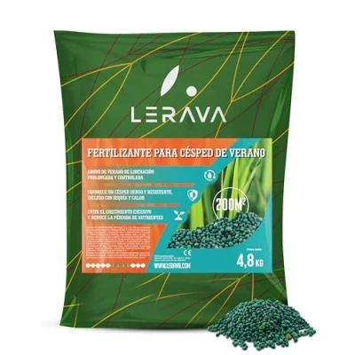 Imagen de LERAVA® verano abono cesped 200m² fertilizante para Días Calurosos con Bajo Consumo de Agua Potasio Césped Verde y Sano Todo Tipo