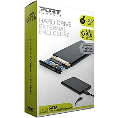 Imagen de Port Designs 900030 2.5 Negro Recinto De Almacenaje Disco Duro En Red (ssd, Sata, Serial Ata Ii, 3.0 (3.1 Gen 1), Negro, Aluminio, Usb)&quot;&quot;