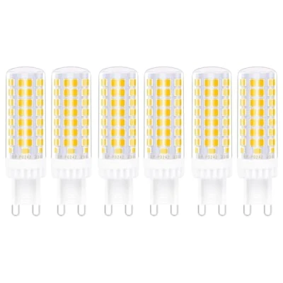 Imagen de WULUN Bombilla LED G9, sin parpadeo, 7 W equivalente a bombillas halógenas de 60 W, 650 lm, blanco cálido (3000 K), 95 SMD, G9 ahorro energía, no regulables, paquete 6