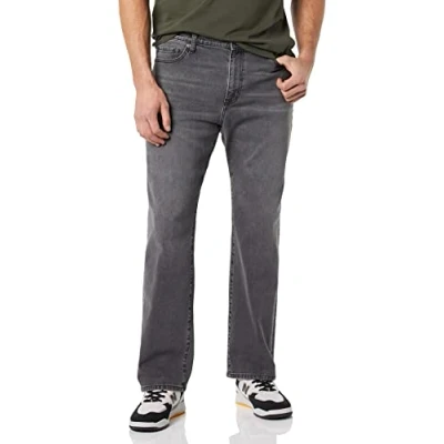 Imagen de Amazon Essentials Vaqueros Acampanados de Corte Recto Hombre, Gris Efecto Lavado, 31W / 32L