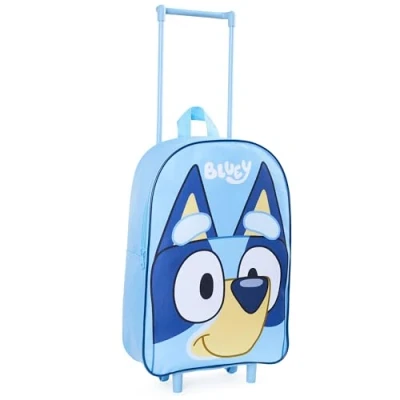 Imagen de Bluey Maleta Infantil Niña Plegable con Ruedas, 39 x 27 cm, 2 Asa Extensible Bolsa de Viaje Ruedas