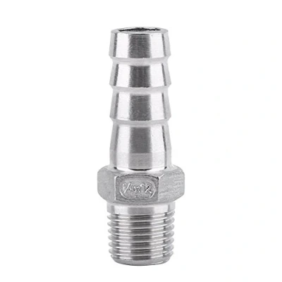 Imagen de SS304 Conector de Cola Manguera Racor Tubería Adaptador Acero Inoxidable Rosca BSP Macho(1/4 * 12mm)