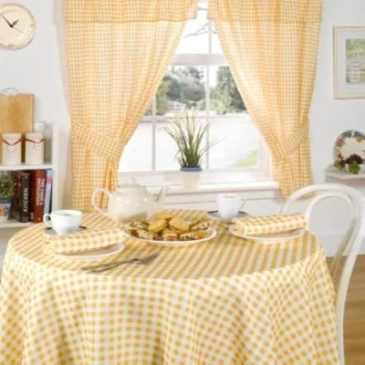 Imagen de Emma Barclay Molly Gingham Mantel Cuadrado Grande Limón, Poliéster, Beige, 52x52 (132x132cm)