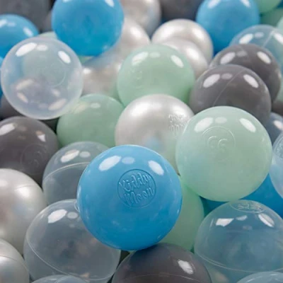 Imagen de KiddyMoon 700 ∅ 7Cm Bolas Colores De Plástico para Piscina Niños, Perla/Gris/Transparente/Azul Celeste/Menta