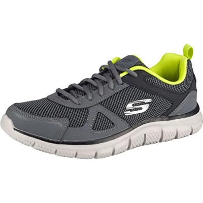 Imagen de Skechers Track Bucolo, Zapatillas de Running Hombre, Charcoal &amp; Black Leather/Mesh/Lime Trim, 39 EU