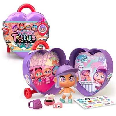 Imagen de Trotties Trolley Mini Emma, pequeño maletín con 1 muñeca, ropita y Accesorios, 2 escenarios de Fondo Pegatinas, Guarda Llevar a Todas Partes, 4 Modelos, +3 años, Famosa (TFT05300)