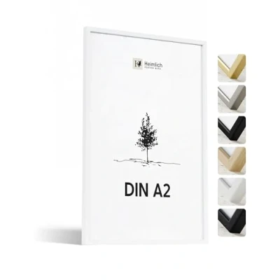 Imagen de Heimlich® 1 x marco de fotos A2 Negro Madera marcos cuadros Vidrio Acrílico Irrompible Grano Visible Duradero Fácil Colgar Para Decoración Pared y Hogar