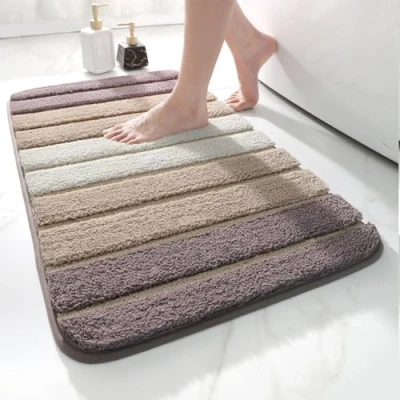 Imagen de DEXI Alfombra Baño Antideslizante,Alfombrilla de Absorbente,Alfombra Lavable a Máquina con Microfibras Suaves Agua para Bañera,Ducha y (40 x 60 cm,Beige)