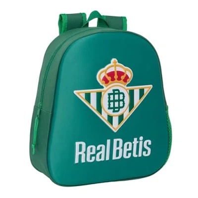 Imagen de Safta REAL BETIS BALOMPIÉ Mochila Escolar, con Diseño 3D, Adaptable a Carro, Ideal para Niños de Diferentes Edades, Cómoda y Versátil, Calidad Resistencia, 27x10x33 cm, Color Verde
