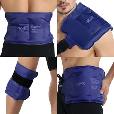 Imagen de REVIX Paquete de hielo para lesiones, gel reutilizable aliviar el dolor espalda baja, compresas frías espalda, hombros, caderas, envolver toda la rodilla, compresa fría reducir