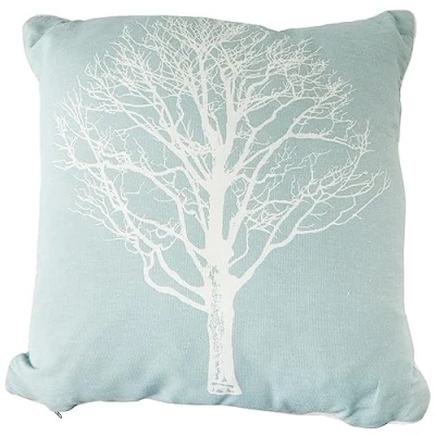 Imagen de Un par de Bosque árboles Cortinas con Ojales, algodón, Azul Pastel, Filled Cushion 17x17 (43x43 cm)