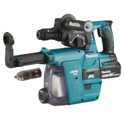 Imagen de Makita MAKPAC Martillo combinado con batería para SDS Plus (18 V, 5,0 Ah, 2 baterías y cargador)