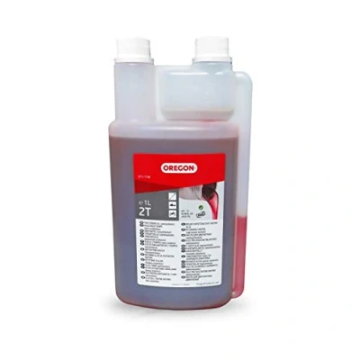 Imagen de Oregon Aceite de Motor 2 Tiempos, Mineral Semisintético para Mezcla, Combustión Limpia, Bajo Contenido Cenizas, 2T, 1 Litro, Doble Cuello