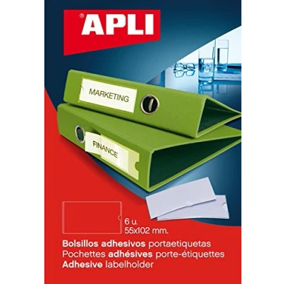 Imagen de APLI 2614 Bolsillos adhesivos para etiquetas 55 x 102 mm 6 u.