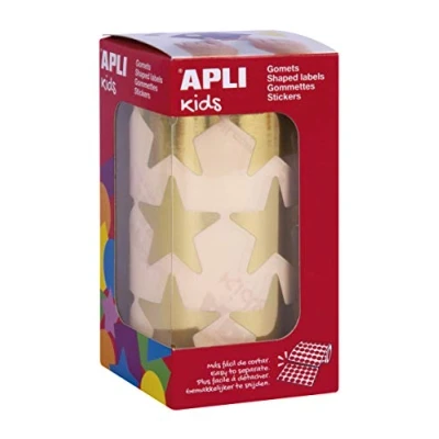 Imagen de APLI 17866 Rollo gomets estrellas 33 mm metalizados oro