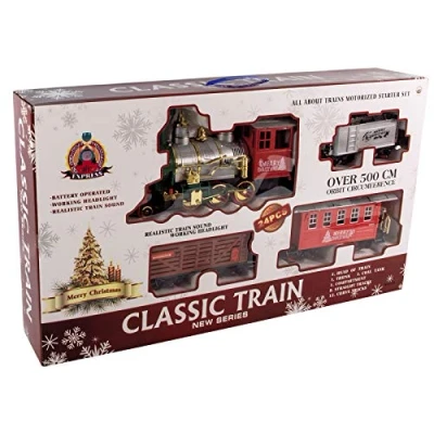 Imagen de Spetebo tren de Navidad XXL con rieles 530 cm, 24 piezas, luz y ruido tren, locomotora 3 vagones