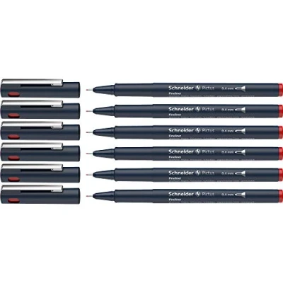 Imagen de Schneider Pictus Rotuladores de punta fina (grosor trazo 0,4 mm, revestimiento pigmento indeleble, revestida metal, carcasa 85% plástico reciclado), color rojo