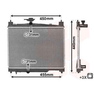 Imagen de VAN WEZEL 53002251 Radiador, refrigeración del motor Aluminio 350 490 17 Aletas soldadas TOYOTA: Yaris I Hatchback norauto, oscaro,