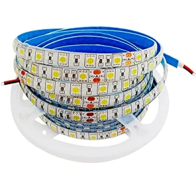 Imagen de Tesfish Tiras LED 24V, 5M Blanco 6000 6500K Tira de Luces 5050 IP65 Impermeable 300 LEDs que Cambia Color Luz para Dormitorio, Decoración Cocina