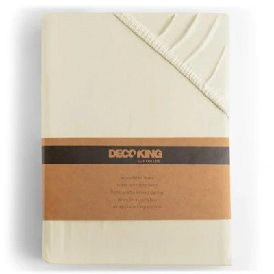 Imagen de DecoKing 100x200 120x200 cm 100% Algodón Peinado Sábana Bajera Ajustable Jersey Beige Amber Collection