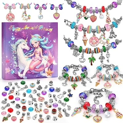 Imagen de Tomylv Kit para Hacer Pulseras , Regalo Niñas 5 6 7 8 9 10 11 12 Años, fabricación Joyas, Juego Abalorios, Juguete Navidad y Pascua