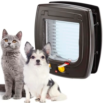 Imagen de Ferplast Puerta Gatos y Perros Pequeños Swing 5 Gatera, Instalación Universal, Entrada Salida controlables 4 vías Protección contra Corrientes de Aire, Indicador Dirección, Túnel Parcial