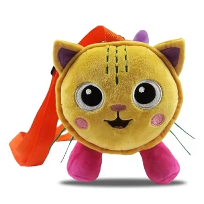 Imagen de CyP Brands Gabby Mochila Infantil, Diseño Sueñigata de Peluche, con Cintas Ajustables y Desmontables,Color Amarillo, Producto Oficial