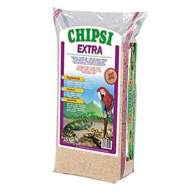 Imagen de Chipsi Lecho para Terrario (15 kg, XXL). Pájaros, Loros, Reptiles, Serpientes con Materiales Naturales Biodegradables, Ecológicos.