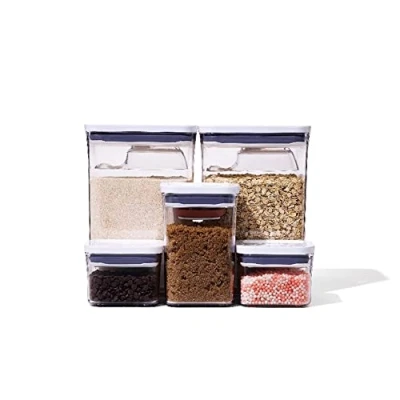 Imagen de OXO Good Grips 8 Piece Baking Essentials Pop Container Set Contenedor hermético para Almacenamiento de Alimentos, Plástico, Transparente