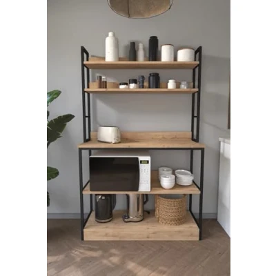 Imagen de Buyqualia Estantería para Cocina de Estilo Industrial con Varios Niveles estantes en melamina Color safir y Estructura Acero Negro (Alto 161 / Ancho 101 Fondo 18 34) cm