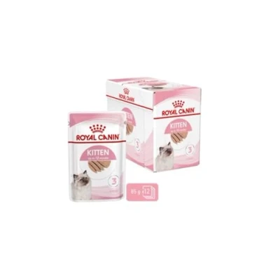 Imagen de ROYAL CANIN Kitten Mousse en Salsa 12 x 85 g Comida húmeda para gatos Especial gatitos la segunda fase de crecimiento hasta los meses Textura blanda