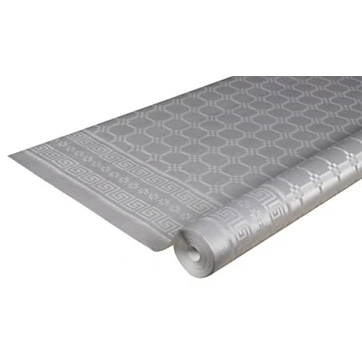 Imagen de Pro Nappe Ref R482552I Mantel de Papel Damasco desechable en Rollo 25 M Largo X 1,20 Ancho Color Plata Metalizado con Estampado Universal Chic y clásico