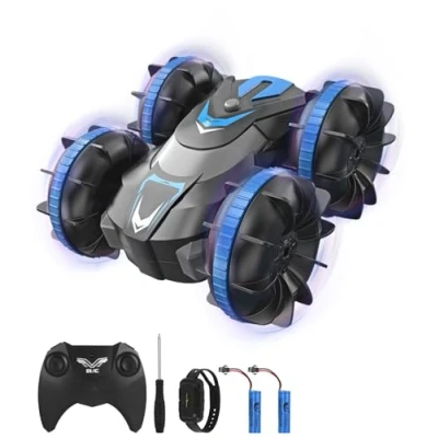 Imagen de Zhufas Coche Teledirigido,Coche Teledirigido Anfibio para Niños,2.4Ghz Impermeable RC Car 4WD 360 Roating All Terrain Stunt Juguete niños de 3 12 años Carro Criança Juego Exterior Al Aire Libre