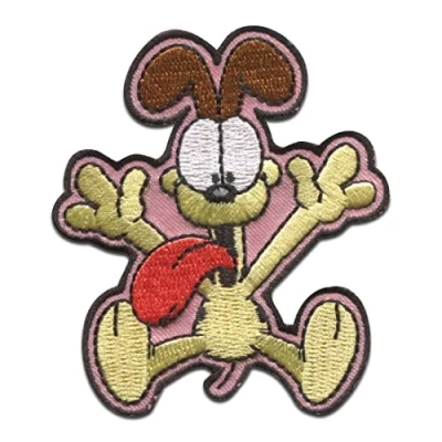 Imagen de Comercial Mercera Garfield Oldie Gato cómico bordado Parches Termoadhesivos Bordados Aplique Para Ropa, Tamaño: 6 x 6,4 cm