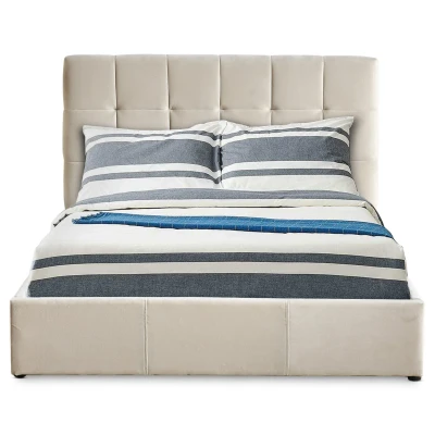 Imagen de Luftani cama doble con somier elevable 180x200cm Velours Beige Menzzo