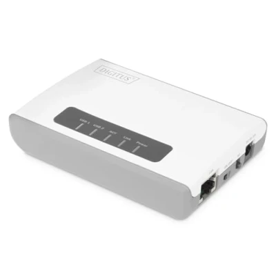 Imagen de DIGITUS Wireless 300N Servidor de Red multifunción 2 Puertos, USB2.0, concentrador USB Red, impresión