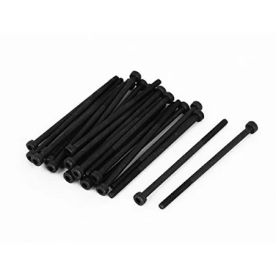 Imagen de sourcing map M3x65Mm 12.9 Tornillos con Cabeza Hexagonal de Acero Aleación Perno Parcialmente Roscado Negro 25 Piezas
