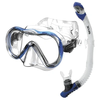 Imagen de SEAC Set bis Boss Dry, de Silicona para Buceo y Snorkel con Máscara Sistema Dry Top Válvula Purga