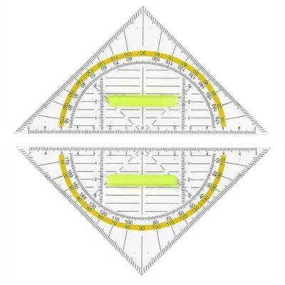 Imagen de YPYMOD 2 Piezas 16cm Triángulo de Geometría, Tablero Triangular Multifuncional Transparente Plástico, Para Oficina Estudiante, Con Mango Amarillo Extraíble