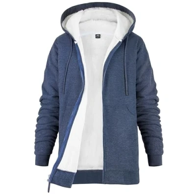 Imagen de CityComfort Sudaderas con Capucha para Mujer, Sudadera Mujer Invierno Cremallera, Chaqueta Forro Polar Suave y Cómoda, Tallas S XL (Azul Marino, XL)