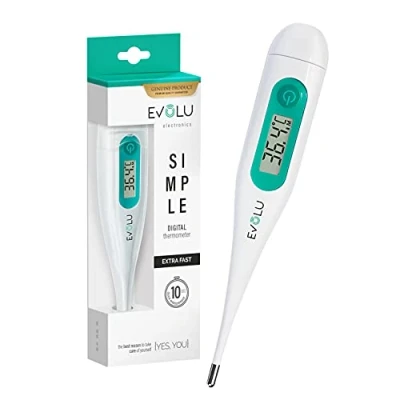 Imagen de Evolu Termometro digital Mide la temperatura oral, rectal o axilar en 10 segundos Para bebes, ninos, adultos Alta precision y exactitud hasta 0,1C Pantalla de facil lectura con funda