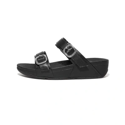 Imagen de Fitflop Lulu Adjustable Leather Slides, Sandalias con cuña Mujer, All Black, 38 EU