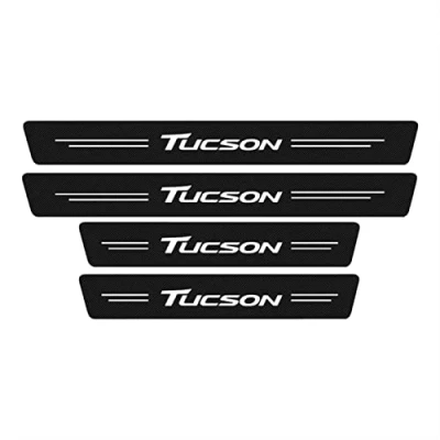 Imagen de 4 Piezas Protector de Umbral Puerta Coche para Hyun dai Tucson JM TL NX4 2005 2020 2021, Ajuste del Pedal Desgaste Placa Protección Accesorios, Fibra Carbon
