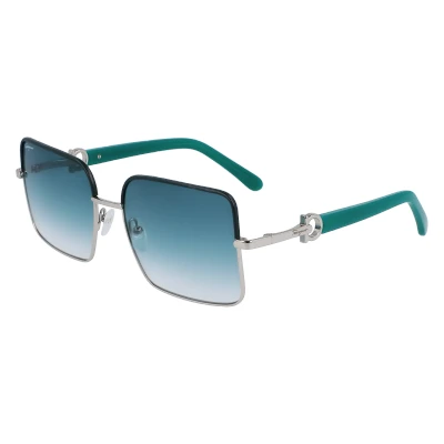 Imagen de Salvatore Ferragamo SF302SL Sunglasses, 047 Silver Petrol, 60 Unisex