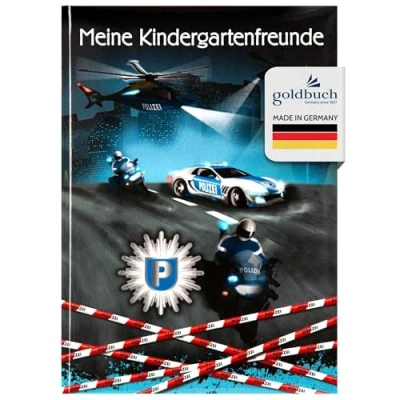 Imagen de goldbuch policía, DIN A5, Amistad para Rellenar, Libro de Recuerdos a Amigos, Cuaderno con 88 páginas ilustradas, Cubierta impresión artística, Aprox. 15 x 21 1,5 cm, Color, Small (43 061)