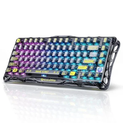 Imagen de GravaStar Mercury K1 Lite Teclado mecánico para Juegos BT5.0/2.4G/USB C, 75% Gasket RGB Conectable de Tres Modos con Interruptor Intercambiable, QWERTY, PC/Mac/Xbox